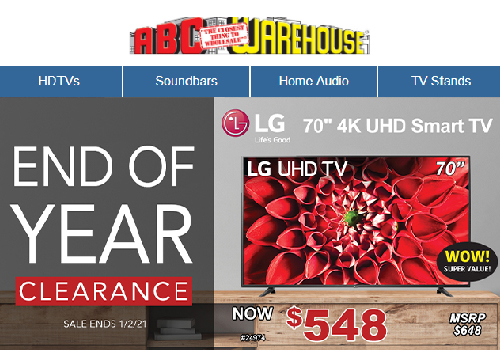 ABC Warehouse HDTV Email